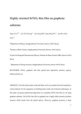 Highly Oriented Srtio3 Thin Film on Graphene Substrate