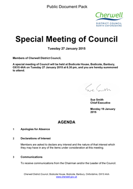 Special Meeting of Council