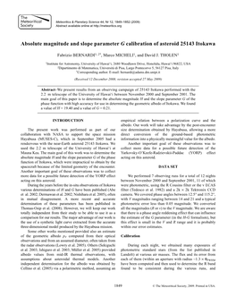 Absolute Magnitude and Slope Parameter G Calibration of Asteroid 25143 Itokawa