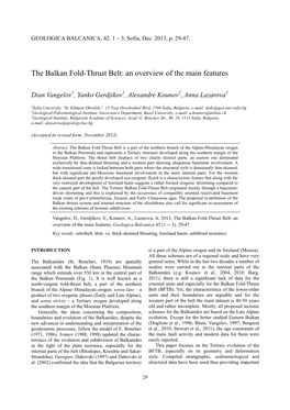 The Balkan Fold-Thrust Belt: an Overview of the Main Features