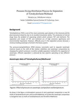 Pressure-Swing-Distillation Process for Separation of Tetrahydrofuran/Methanol