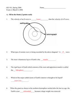 (2 Points Each) 1. the Velocity Of