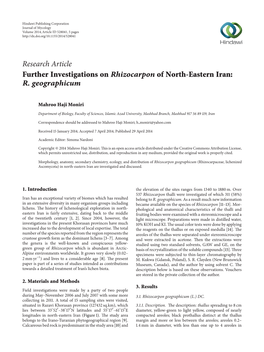 Further Investigations on Rhizocarpon of North-Eastern Iran: R