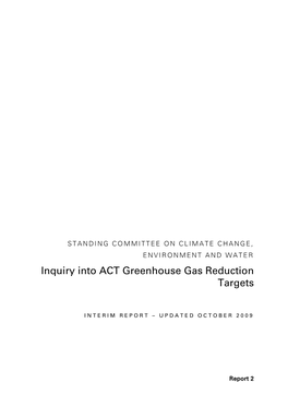 Inquiry Into ACT Greenhouse Gas Reduction Targets