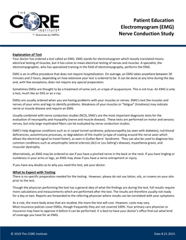 Patient Education Electromyogram (EMG) Nerve Conduction Study