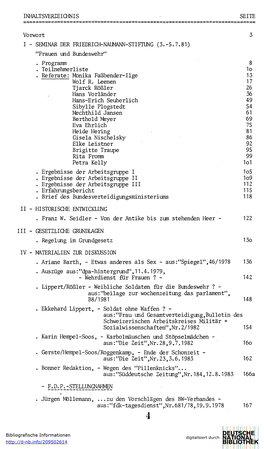 SEMINAR DER FRIEDRICH-NAUMANN-STIFTUNG (3.-5.7.81) "Frauen Und Bundeswehr"