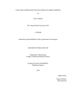 A Pilot Study on High Intensity Functional Training in an Adaptive Population
