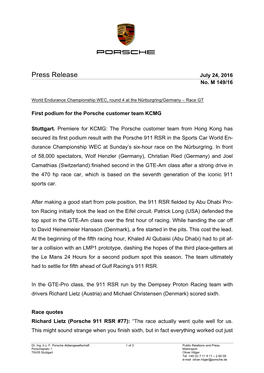 Press Release July 24, 2016 No