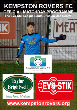 KEMPSTON ROVERS FC OFFICIAL MATCHDAY PROGRAMME the Evo-Stik League South Division One Central