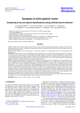 Synapses of Active Galactic Nuclei: Comparing X-Ray and Optical Classiﬁcations Using Artiﬁcial Neural Networks?