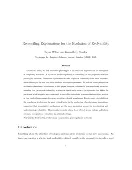 Reconciling Explanations for the Evolution of Evolvability