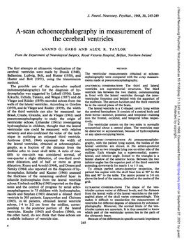A-Scan Echoencephalography in Measurement of the Cerebral Ventricles