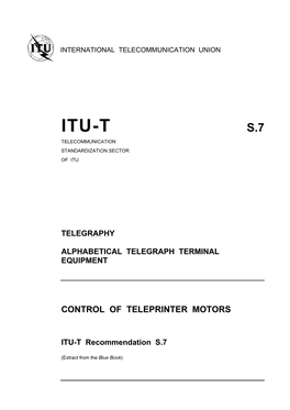 ITU-T Rec. S.7 (10/76) Control of Teleprinter Motors