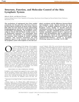 Structure, Function, and Molecular Control of the Skin Lymphatic System