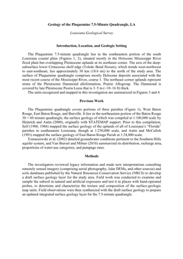 Geology of the Plaquemine 7.5-Minute Quadrangle, LA
