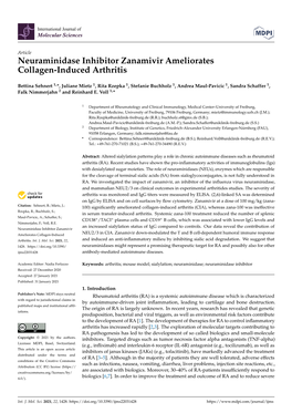 Neuraminidase Inhibitor Zanamivir Ameliorates Collagen-Induced Arthritis
