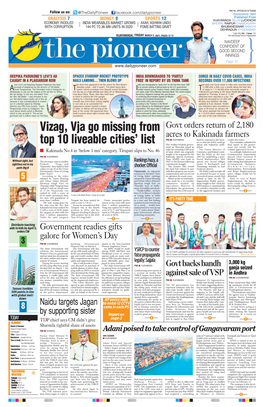 Vizag, Vja Go Missing from Top 10 Liveable Cities' List