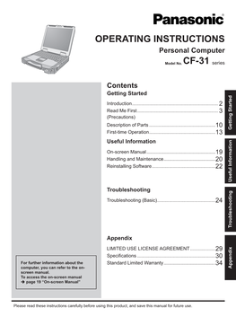 OPERATING INSTRUCTIONS Personal Computer