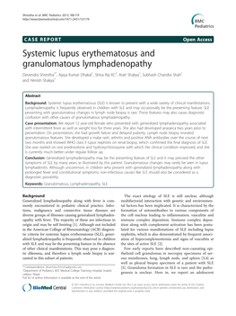 Systemic Lupus Erythematosus and Granulomatous Lymphadenopathy