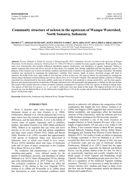 Community Structure of Nekton in the Upstream of Wampu Watershed, North Sumatra, Indonesia