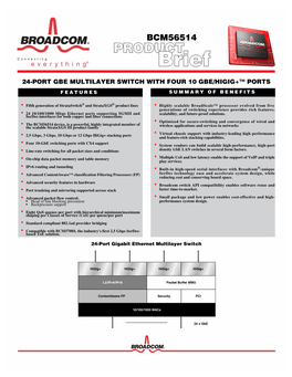 24-Port Gbe Multilayer Switch with Four 10 Gbe/Higig+™ Ports