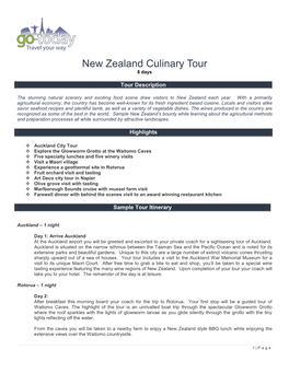 New Zealand Culinary Tour 8 Days