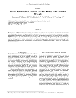 Recent Advances in BIF-Related Iron Ore Models and Exploration Strategies