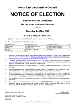 Notice of Election – Parish Councils