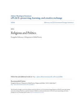 Religious and Politics Evangelical Advocacy: a Response to Global Poverty