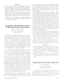 Petrographic and Field Characteristics of Marie Byrd Land Volcanic Rocks Volcanic Rocks of the Ross Island Area