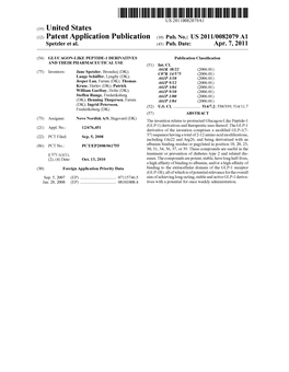 (12) Patent Application Publication (10) Pub. No.: US 2011/0082079 A1 Spetzler Et Al