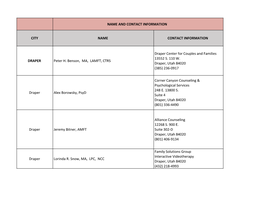 Jordan School District Area Therapists 8-21-18