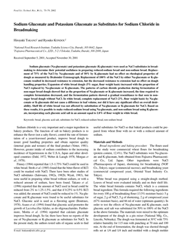 Sodium Gluconate and Potassium Gluconate As Substitutes for Sodium Chloride in Breadmaking