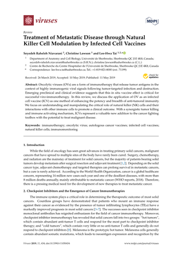 Treatment of Metastatic Disease Through Natural Killer Cell Modulation by Infected Cell Vaccines