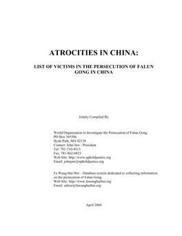 Atrocities in China