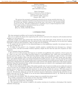 The Time-Asymmetry and the Entropy Gap. Brought to You by CORE Provided by CERN Document Server Roberto Aquilano Instituto De Fisica De Rosario, Av