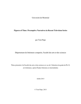 Preemptive Narratives in Recent Television Series Par Toni Pape