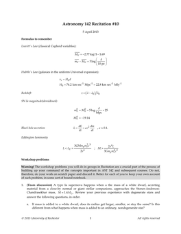 Astronomy 111 Recitation #1