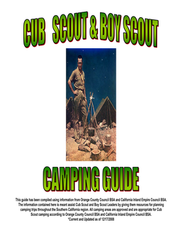 This Guide Has Been Compiled Using Information from Orange County Council BSA and California Inland Empire Council BSA. the Info