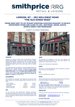 London, N7 – 382 Holloway Road “The Old Kings Head”