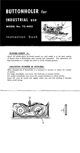 Winged Screw (A) Adjusting Number of Stitches