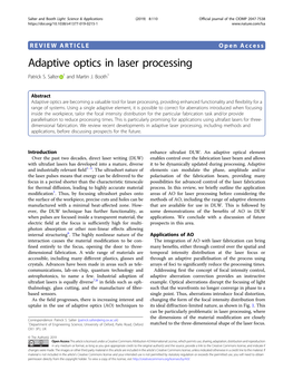 Adaptive Optics in Laser Processing Patrick S