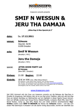 Smifnwessun Jeru 17.12.11 DRESDEN Pressetext