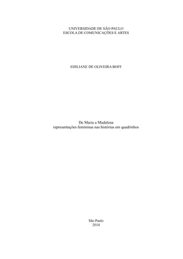 De Maria a Madalena Representações Femininas Nas Histórias Em Quadrinhos