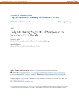 Early Life History Stages of Gulf Sturgeon in the Suwannee River, Florida Kenneth J