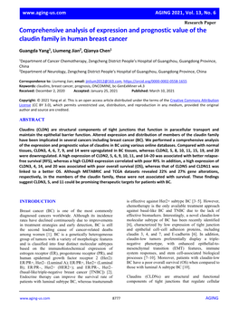 Comprehensive Analysis of Expression and Prognostic Value of the Claudin Family in Human Breast Cancer