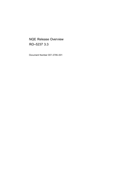 NQE Release Overview RO–5237 3.3