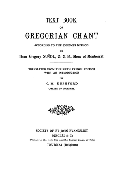 Textbook of Gregorian Chant