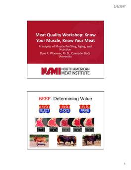 Meat Quality Workshop: Know Your Muscle, Know Your Meat BEEF