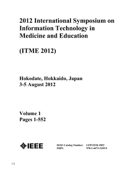 2012 International Symposium on Information Technology in Medicine and Education